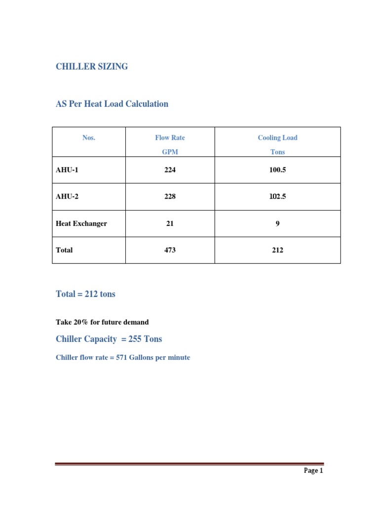 Chiller and Pipe Sizing Calculations | PDF | Technology & Engineering