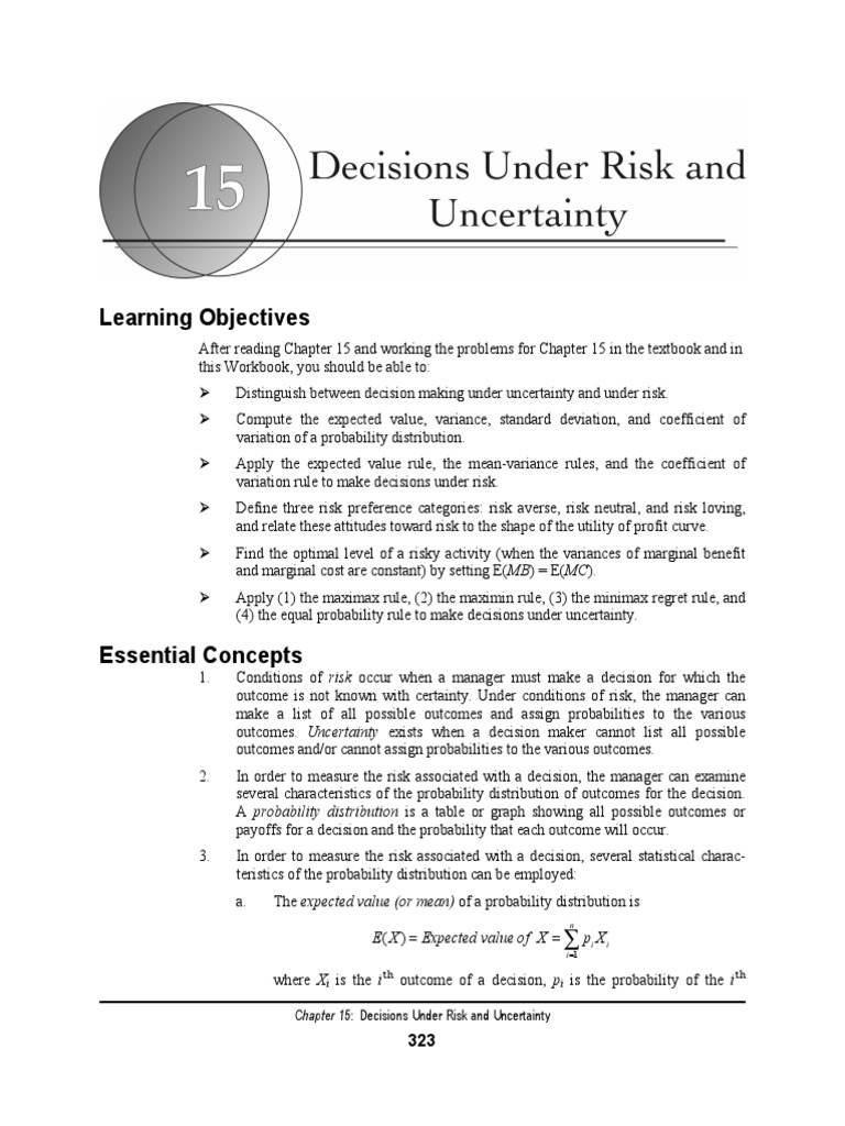 Decisions Under Risk and Uncertainty | PDF | Risk | Risk Aversion