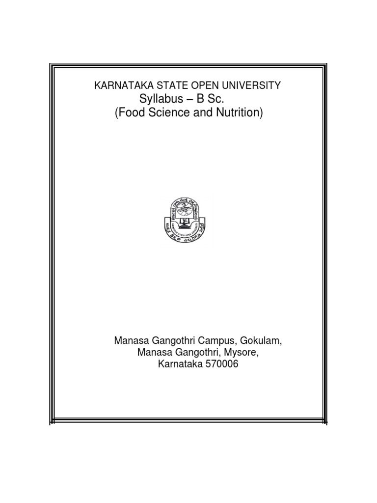 bsc food science and nutrition syllabus pdf