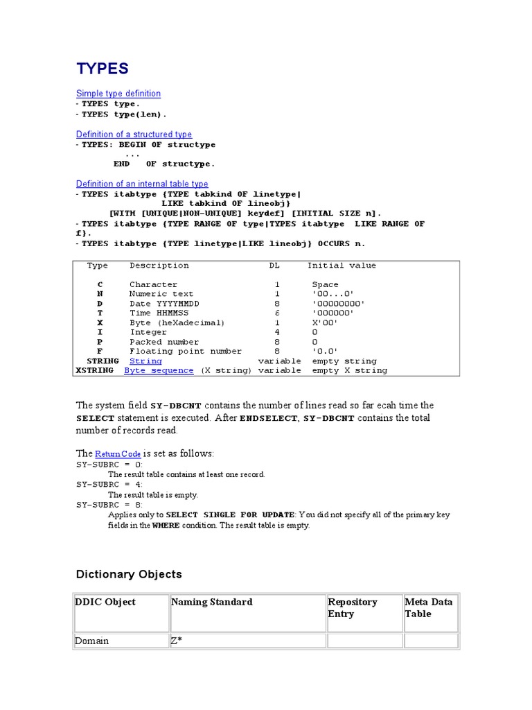 SAP Naming Conventions Overview | PDF | Subroutine | Data Type