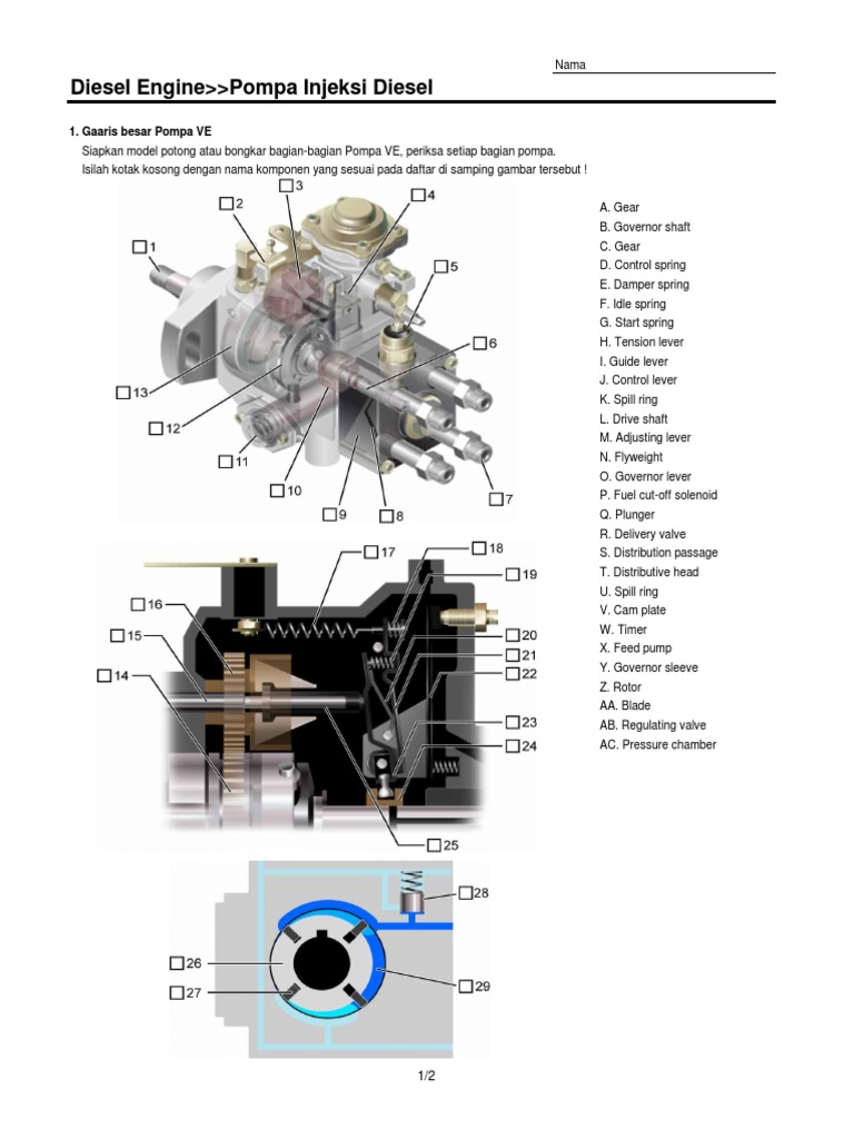 Komponen dan Fungsi Pompa Injeksi Diesel | PDF