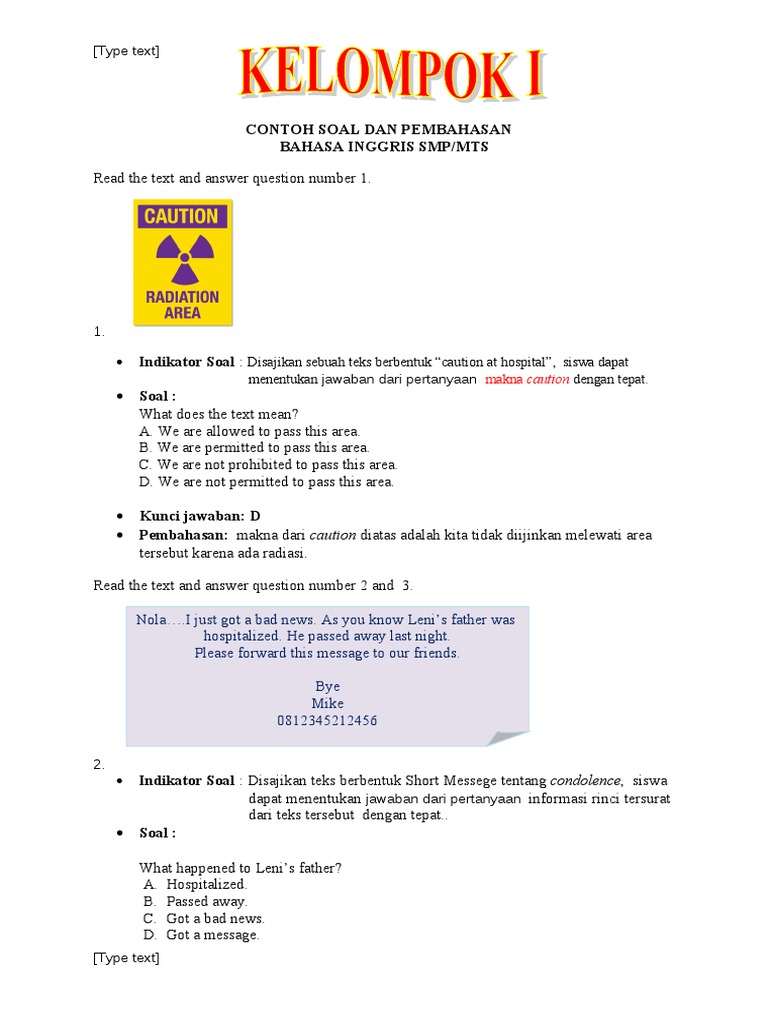 Contoh Soal Un Inggris