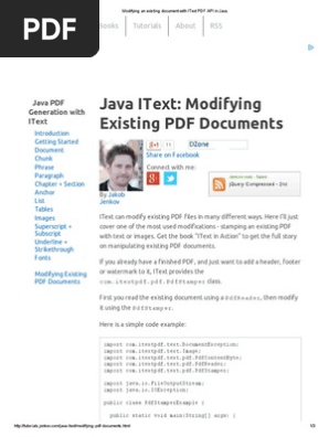 Modifying an Existing Document With IText PDF API in Java
