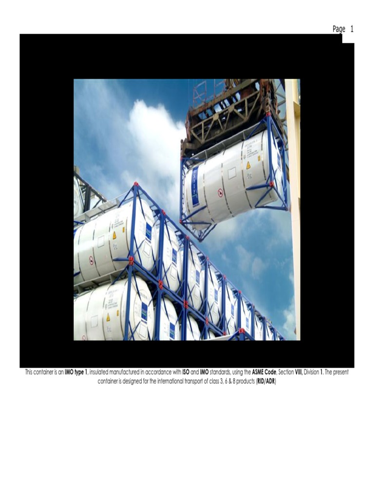 IMO Type 1 ISO Tank Specifications | PDF | Valve | Structural Steel