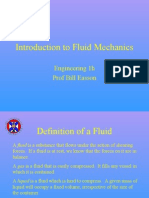 Introduction To Fluid Mechanics: Engineering 1h Prof Bill Easson