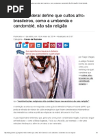 Justiça Federal Define Que Cultos Afro-brasileiros, Como a Umbanda e Candomblé, Não São Religião _ Portal Geledés