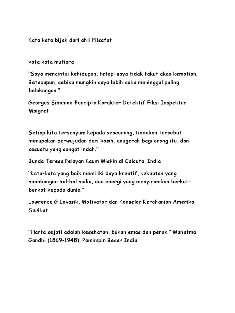 Kata Kata Bijak Dari Ahli Filsafat