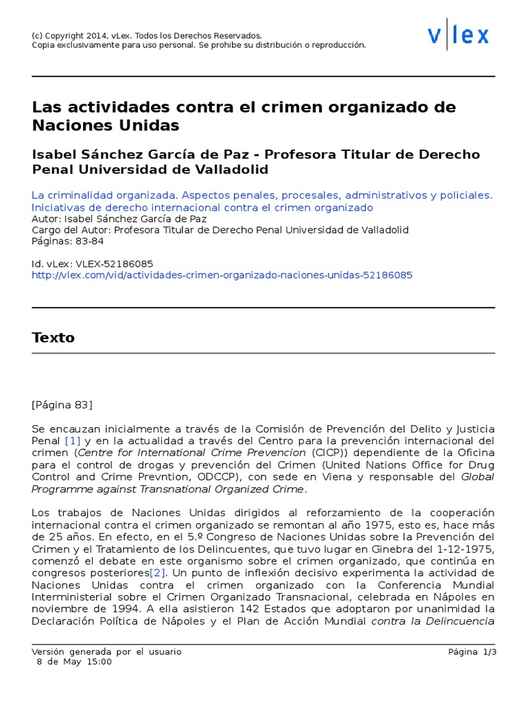 Iniciativas de la ONU contra el Crimen Organizado | PDF | Crimen ...