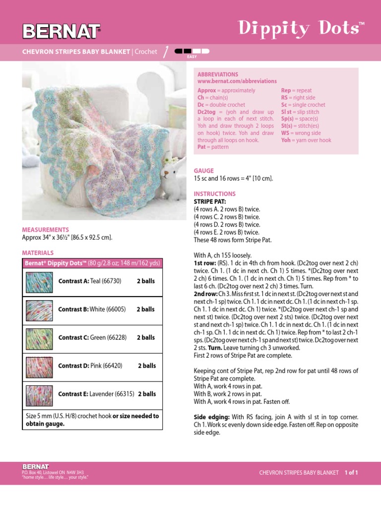 Blanket Bernat Dippity Dots PDF Crochet Weaving