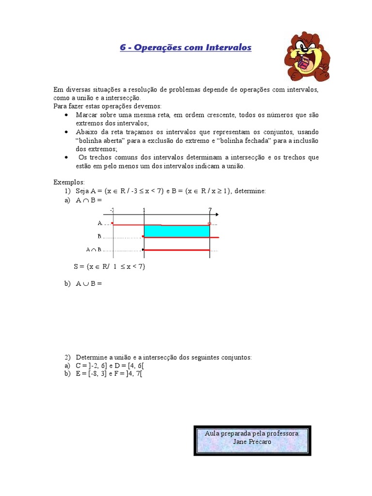 Operações com Intervalos Reais | PDF | Ensino de Matemática | Science