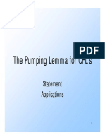 The Pumping Lemma For CFL'S: Statement Applications