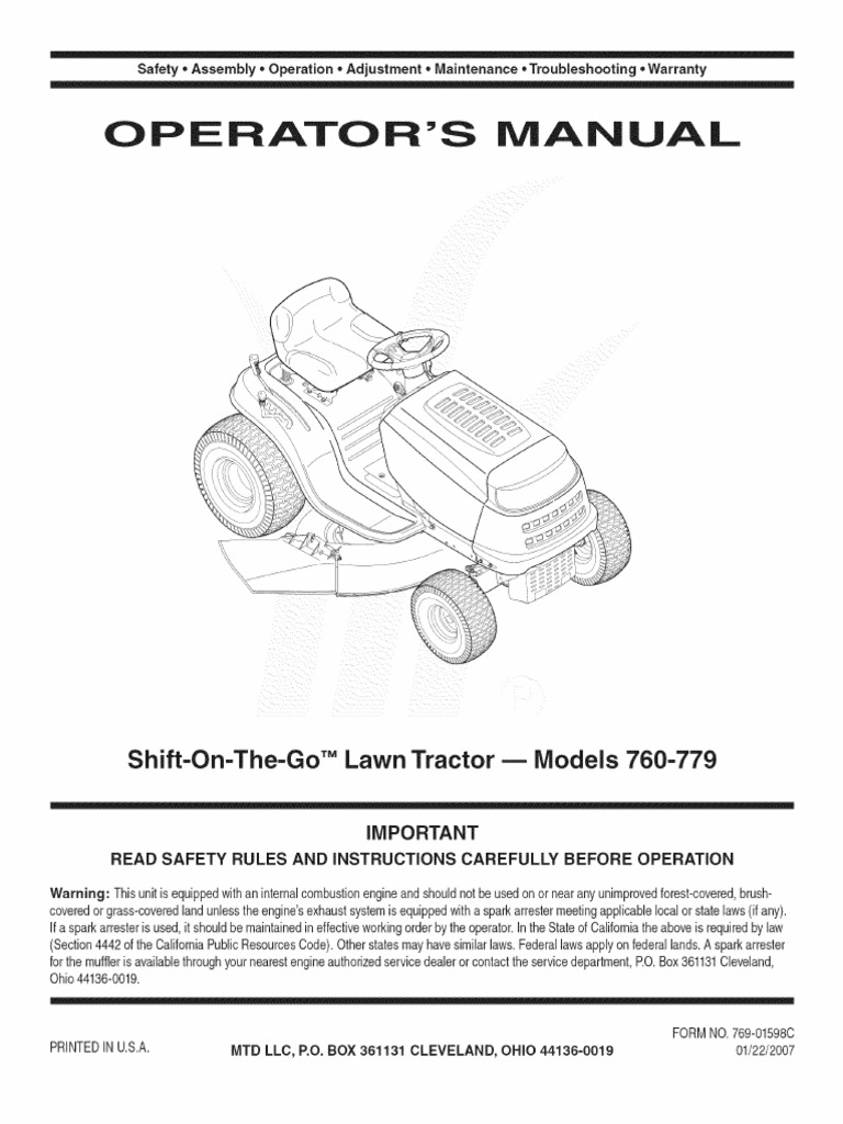 MTD Yardman Lawn Tractor Manual | Tractor | Mower