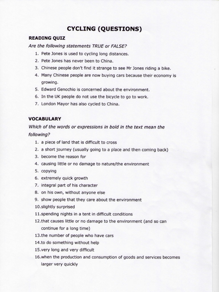 Cycling Questions United Kingdom Car