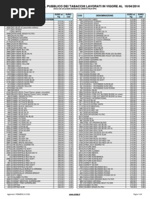 Cigarette Price List Italy 2014 | PDF | Cream
