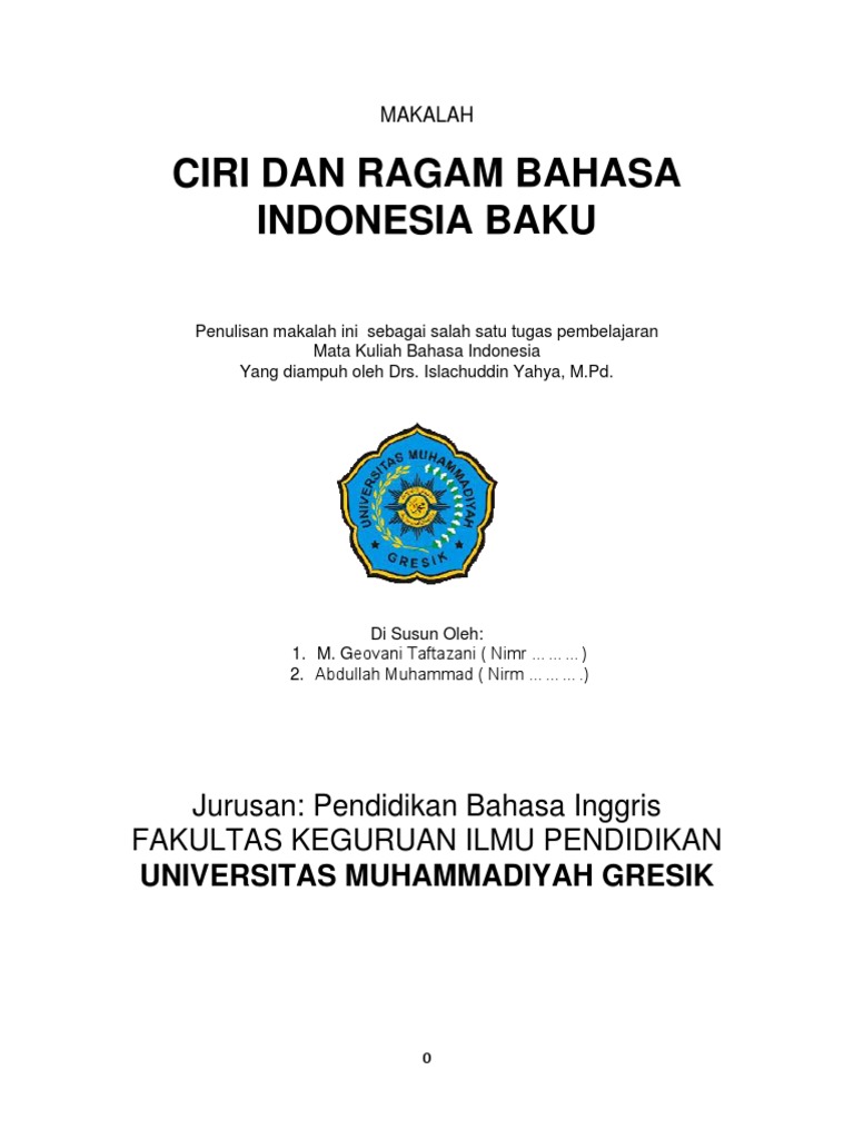 Contoh Makalah Bahasa Indonesia