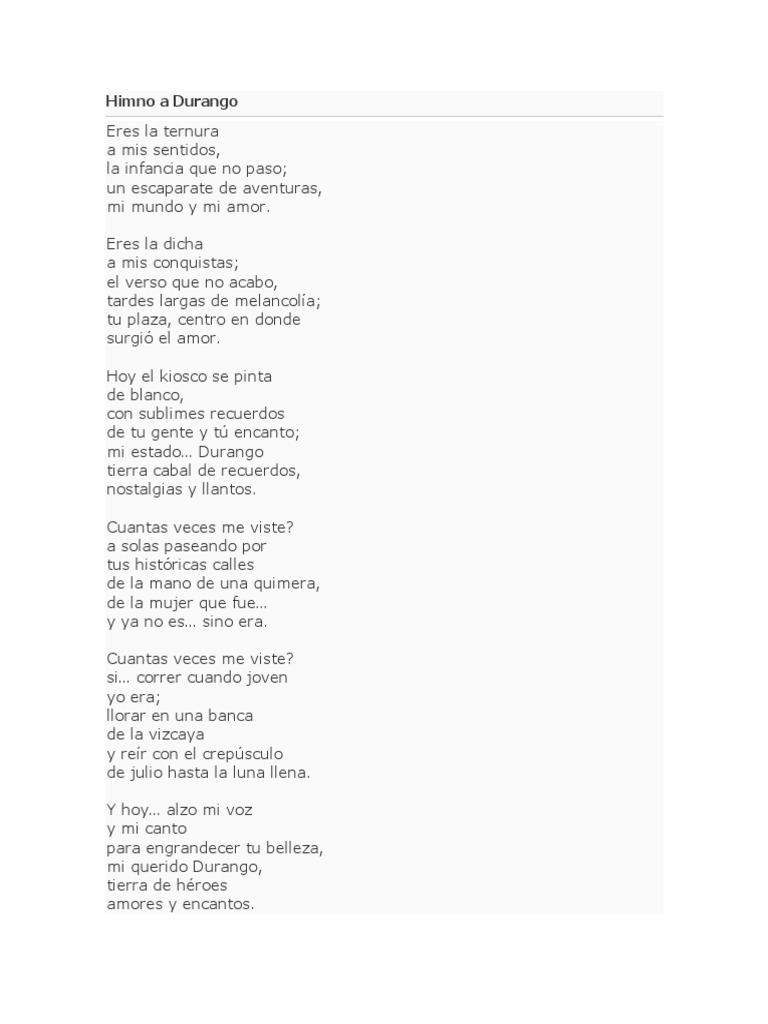 Himno Poético a Durango | PDF | Poesía
