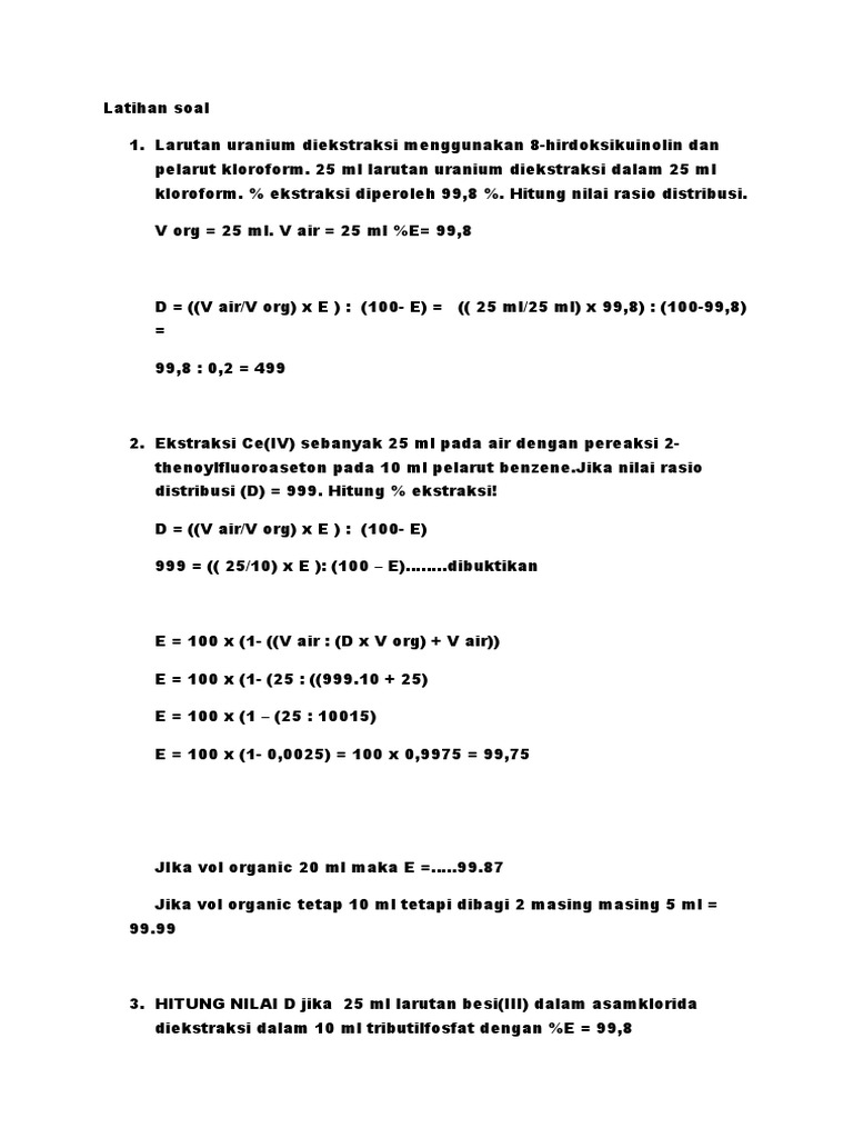 Latihan Soal Ekstraksi