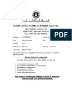 International Islamic University Malaysia: Midterm Examination SEMESTER I, 2006/2007 SESSION