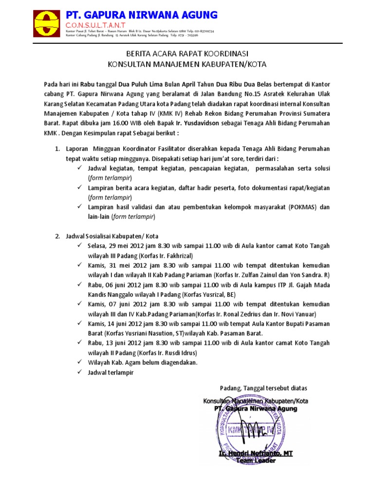 Berita Acara Rapat Lapangan 5 Pdf