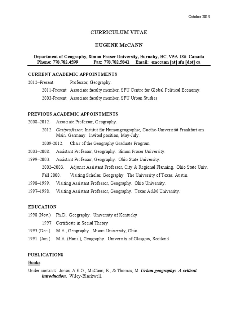 Full CV | PDF | Geography | Social Science
