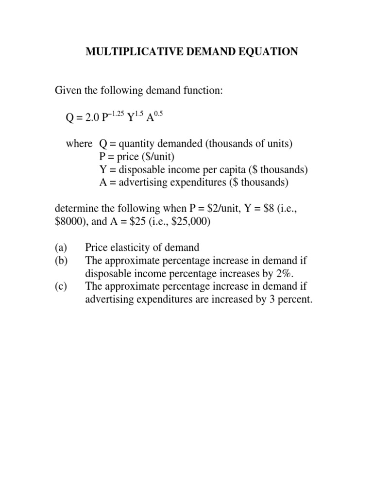 Multiplicative Demand Equation Analysis | PDF