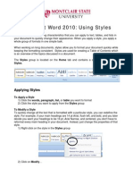 Using Styles in Microsoft Word 2010
