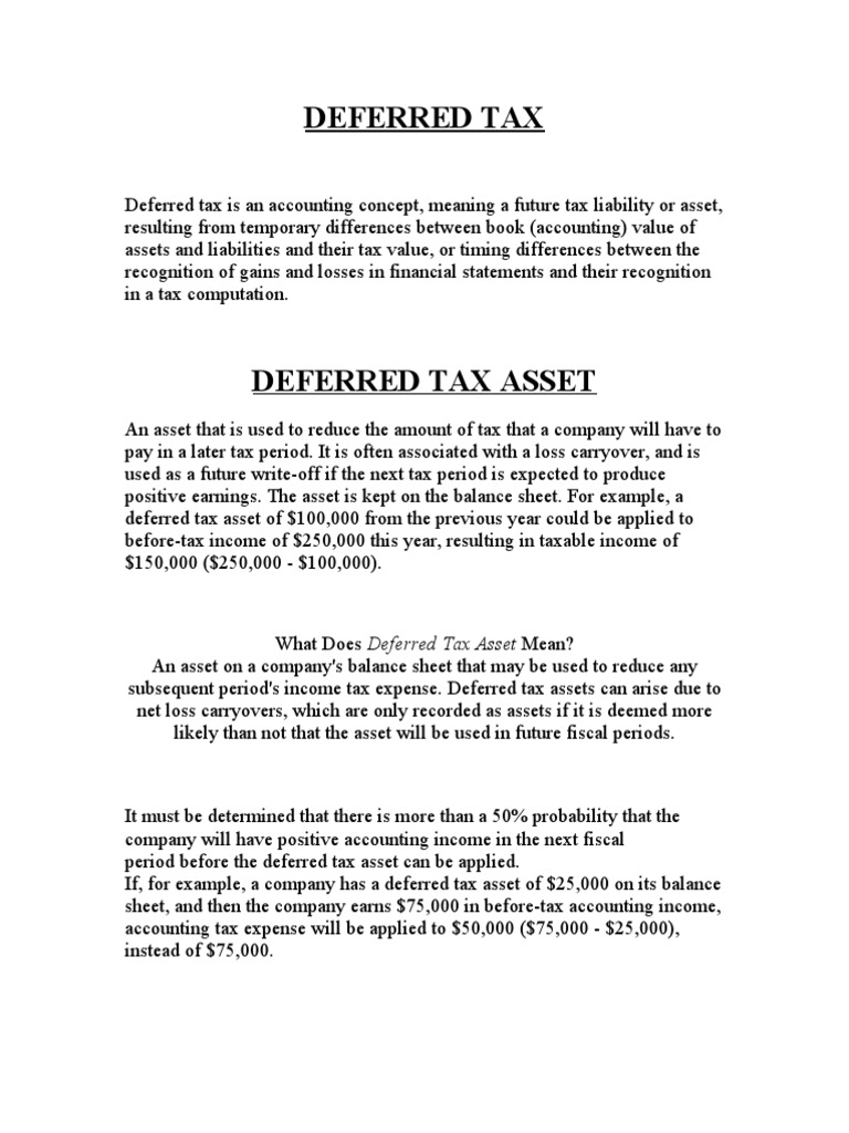 Deferred Tax Asset and Liability | Deferred Tax | Depreciation