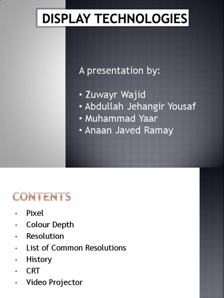 Display Technologies Overview | PDF | Thin Film Transistor Liquid ...