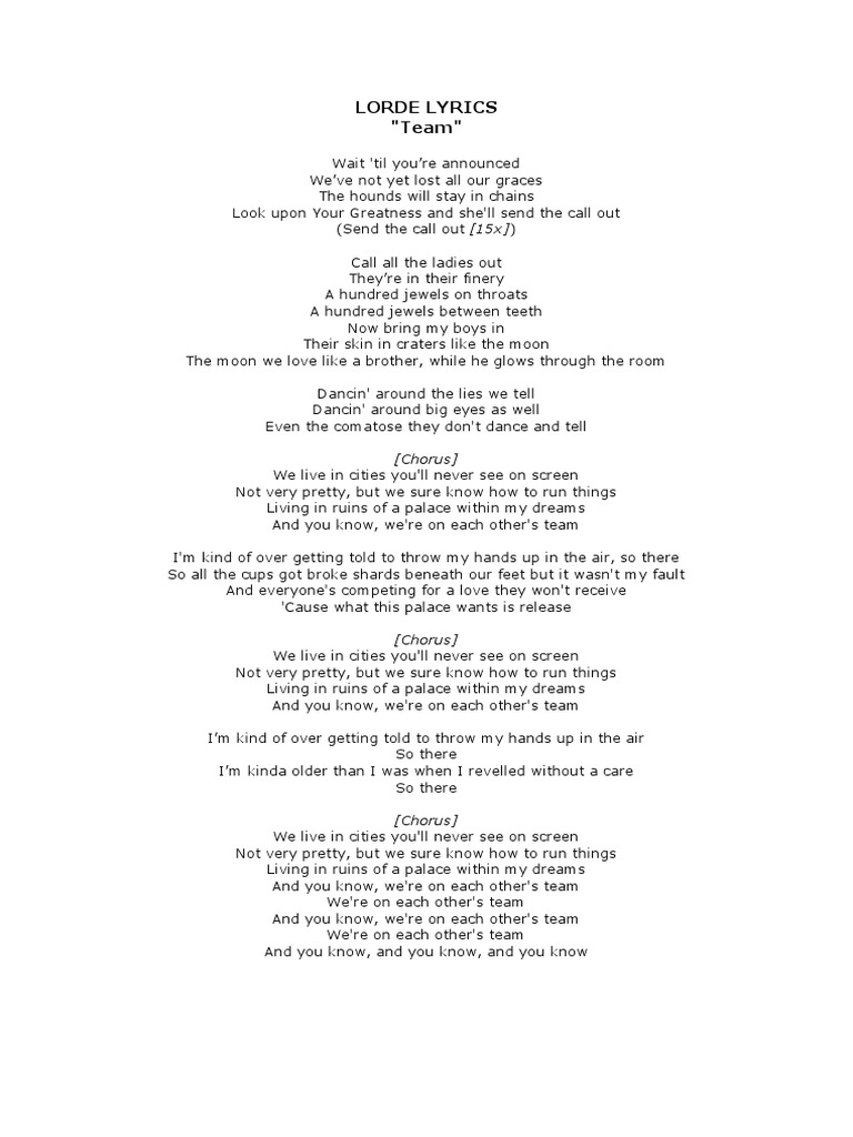 Lorde Lyrics Team