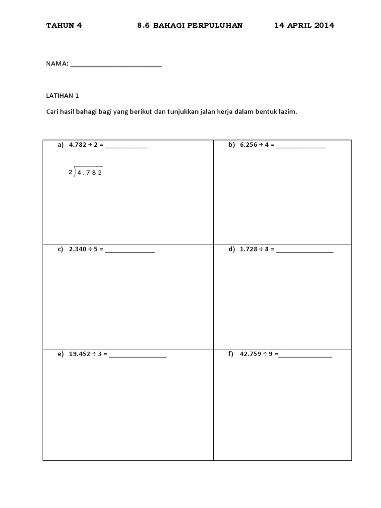 Latihan Bahagi Perpuluhan Pdf