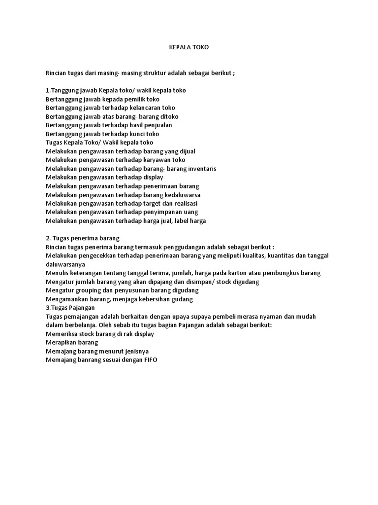 Kepala Toko