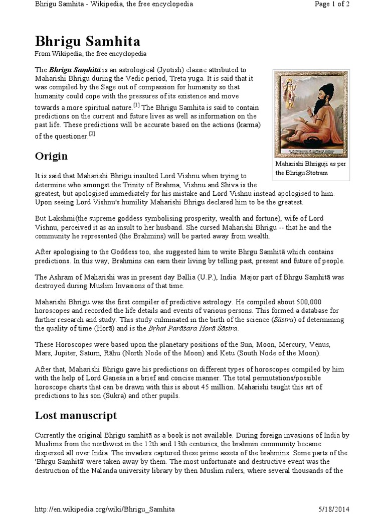 Bhrigu Samhita Introduction | PDF | Occult | Superstitions
