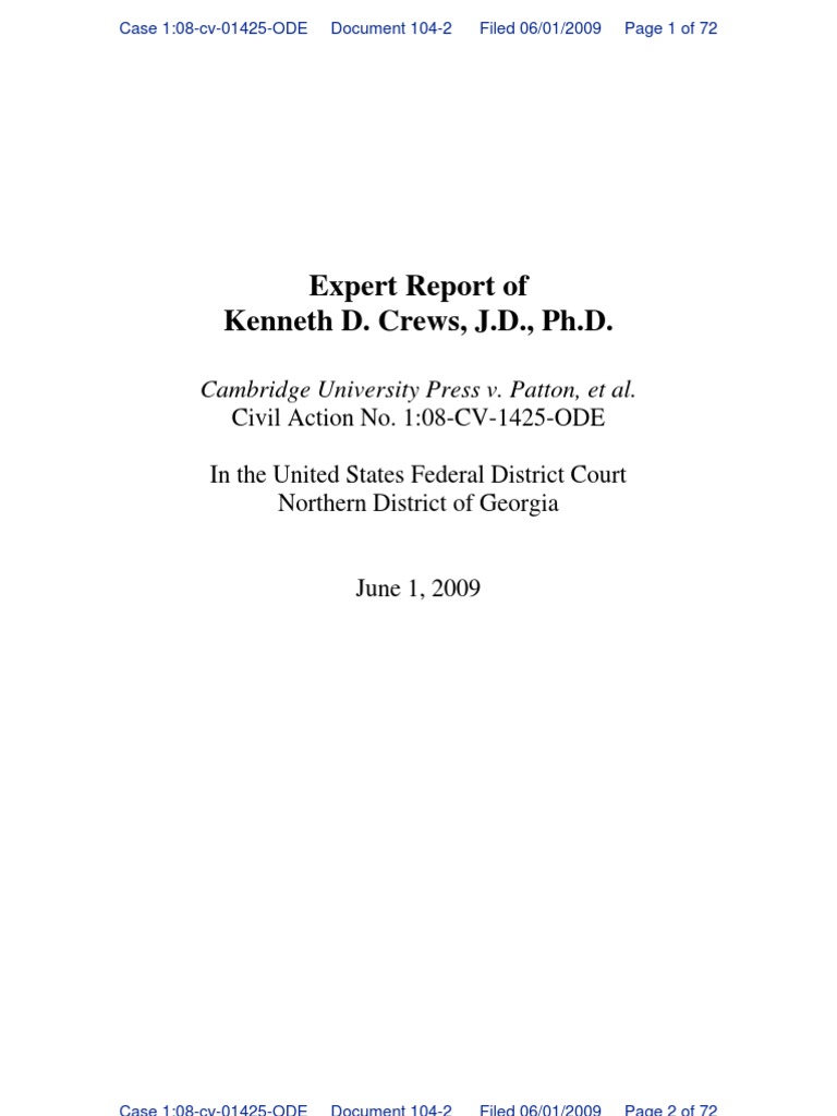 Crews Expert Report | PDF | Fair Use | Copyright Law Of The United States