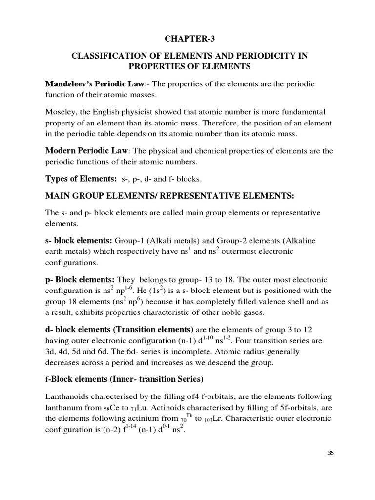 CH 3 Classification of Elements | PDF