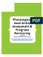 Phonological Awareness Assessment & Progress Monitoring: Created by Georgia Peach That Loves To Teach