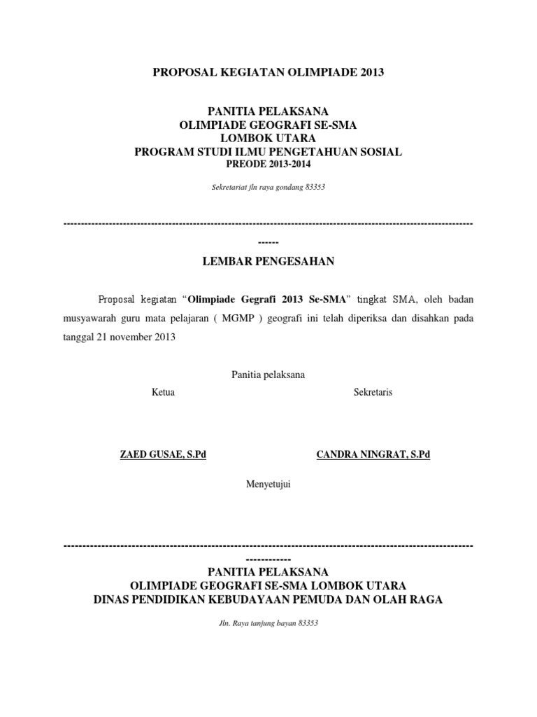 Contoh Proposal Kegiatan Olimpiade 2 Edit Docx