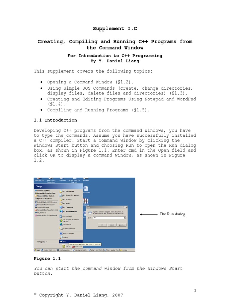 Supplement I.C: For Introduction To C++ Programming by Y. Daniel Liang ...