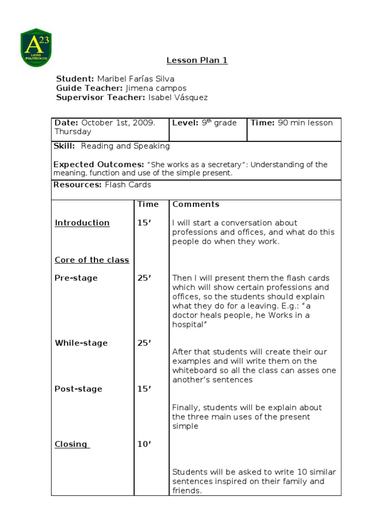 Lesson Plan1 | PDF | Career & Growth