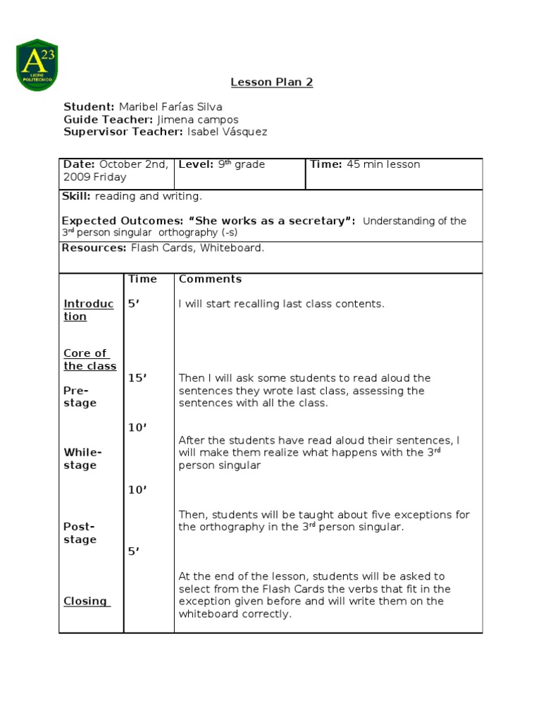 2 Lesson Plan | PDF
