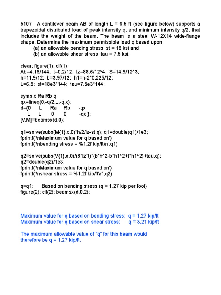Cantilever Beam Load Calculation | PDF | Science & Mathematics