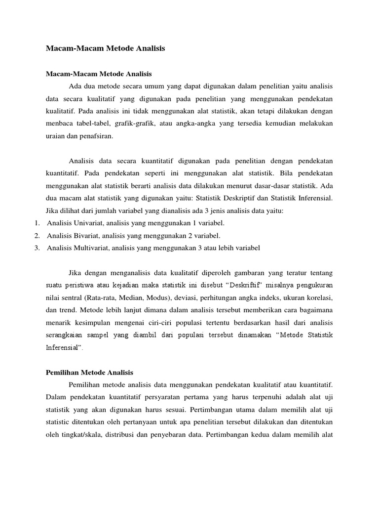 Macam Macam Metode Analisis