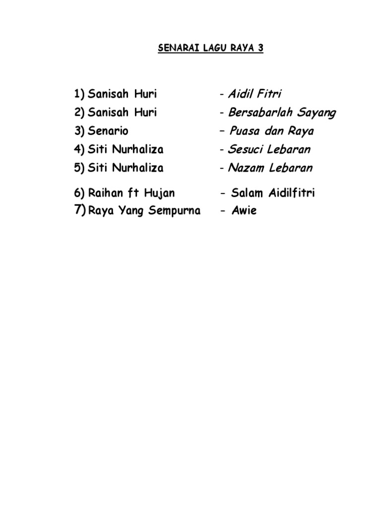 Lagu Lagu Raya 3 Pdf