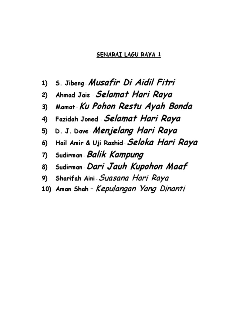 Lagu Lagu Raya 1 Pdf