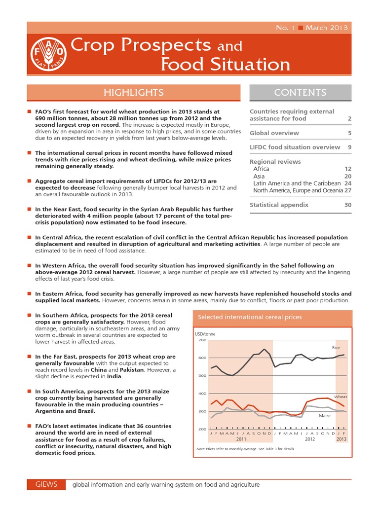 Crop Prospects Food Situation Highlights PDF Cereals Food Security