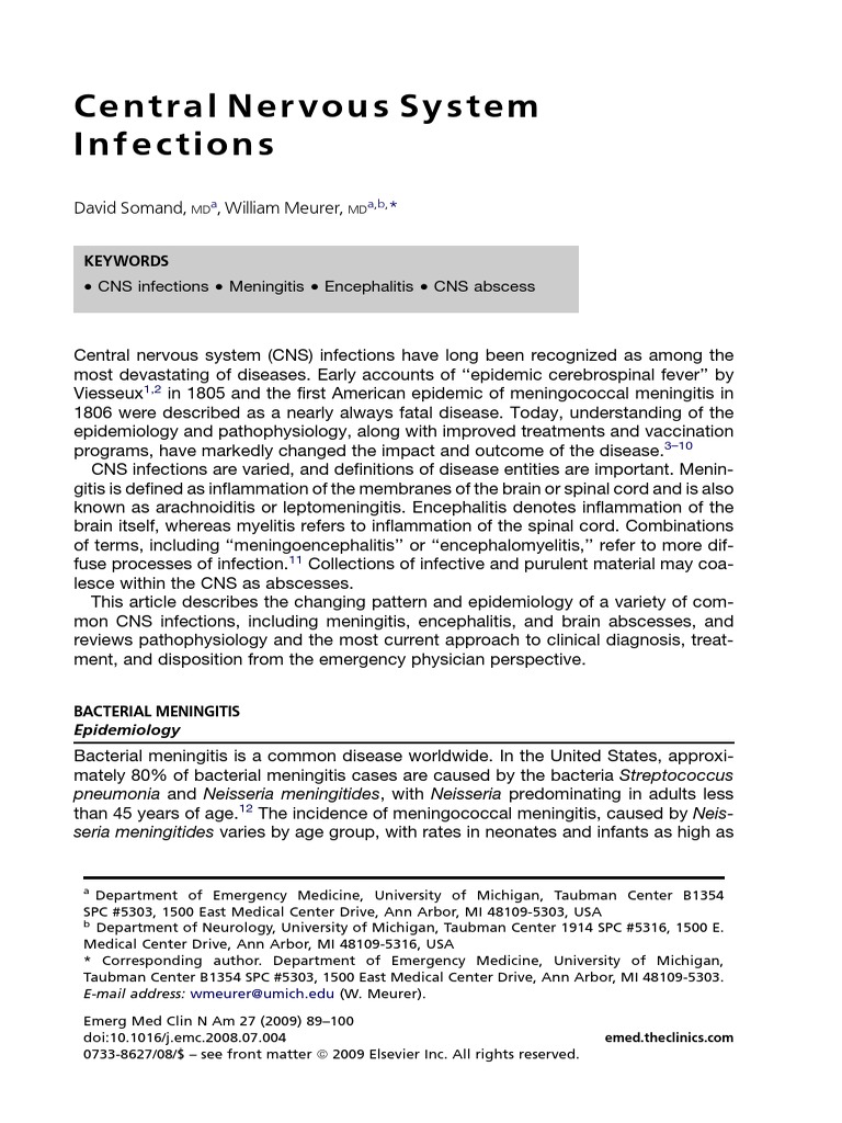 Understanding CNS Infections: Meningitis & Encephalitis | PDF