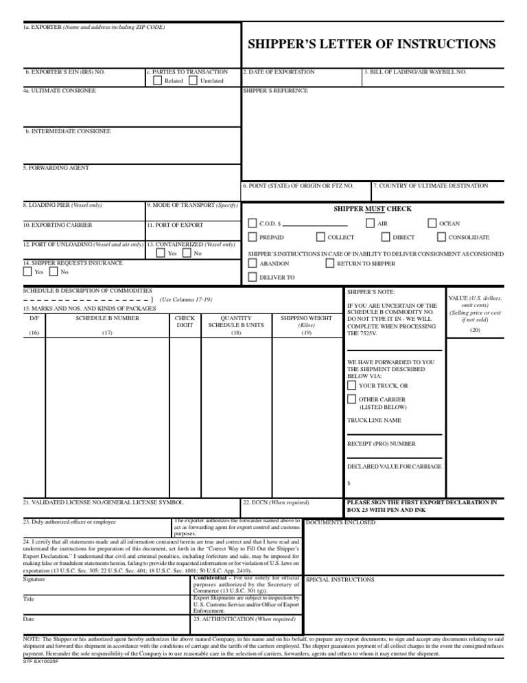 Shipper's Export Declaration Guide | PDF | Trade | Shipping Service