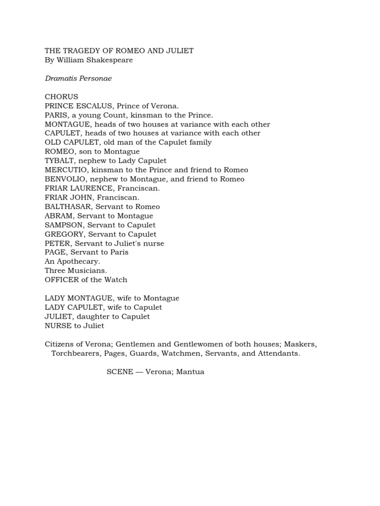 Romeo And Juliet By William Shakespeare Characters In Romeo And Juliet Shakespearean Characters