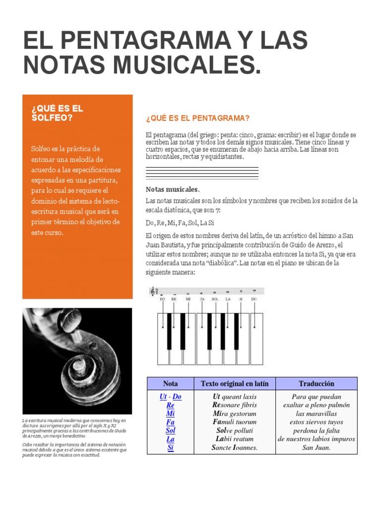 El Pentagrama y Las Notas Musicales | PDF | Clave | Notación musical