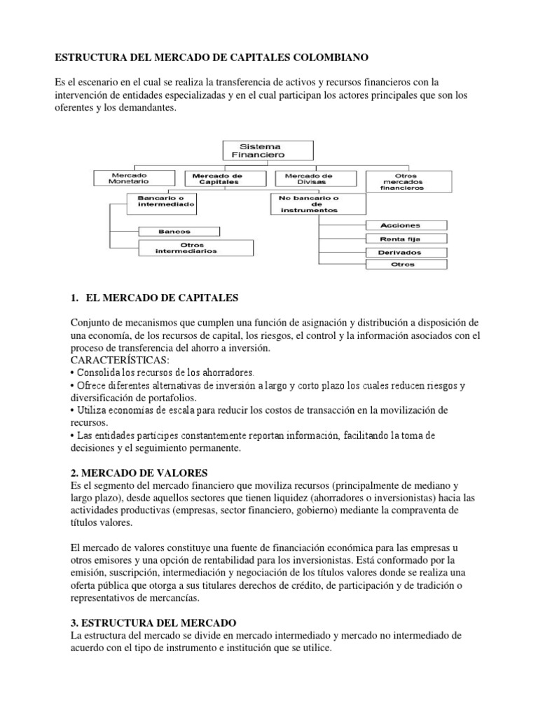 Estructura del Mercado de Capitales en Colombia | PDF | Compartir ...