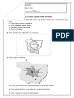 Avaliação de Geografia e História